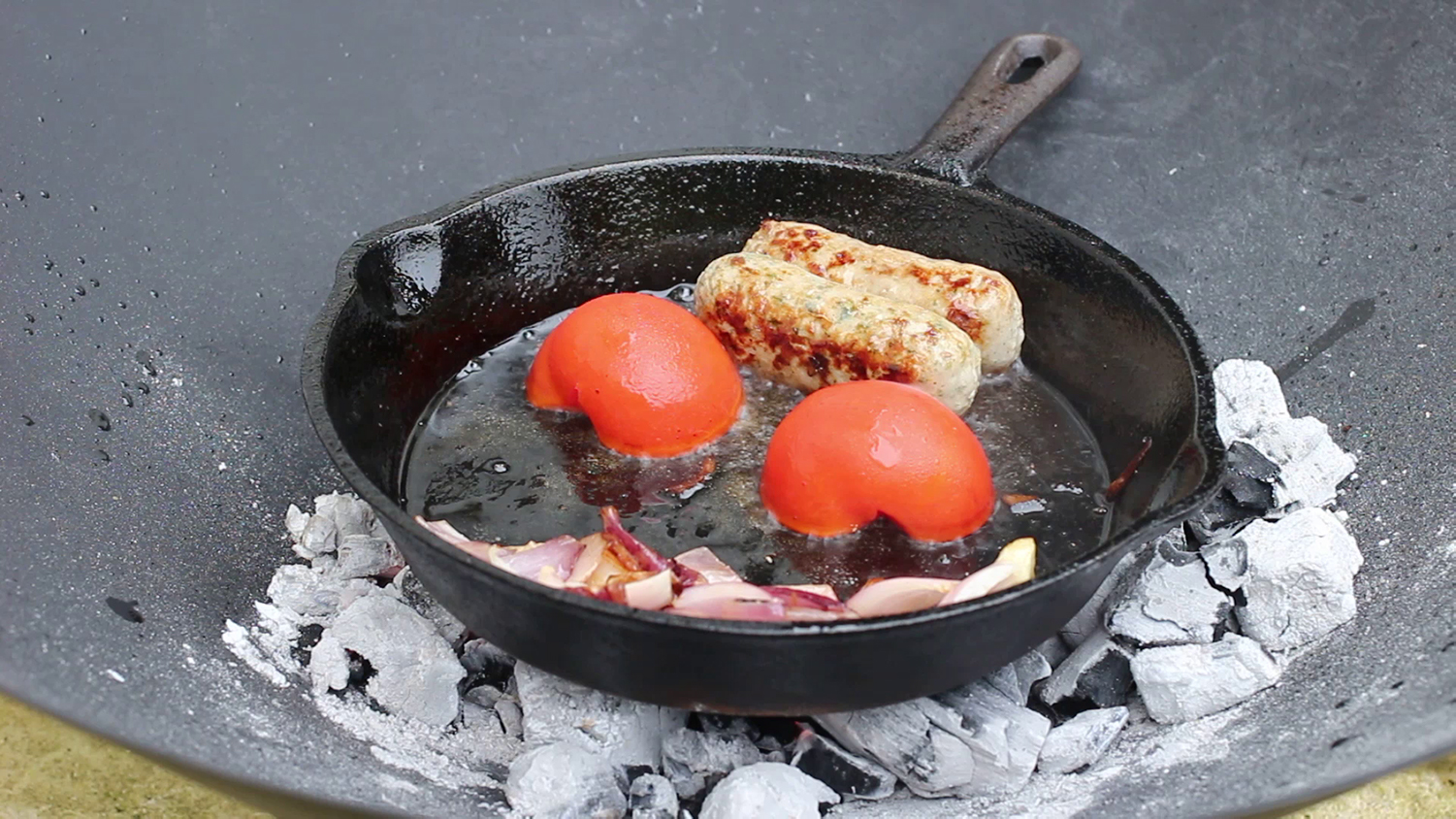 Tomatoes cooking for breakfast